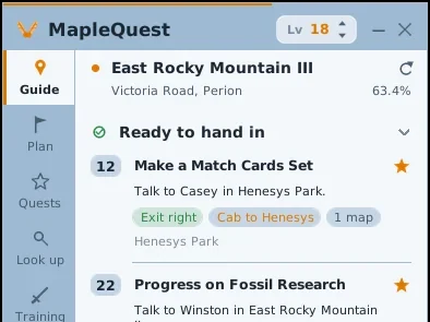 经典外观的 MapleQuest Tracker 悬浮窗,风格仿照 MapleStory 自带窗口